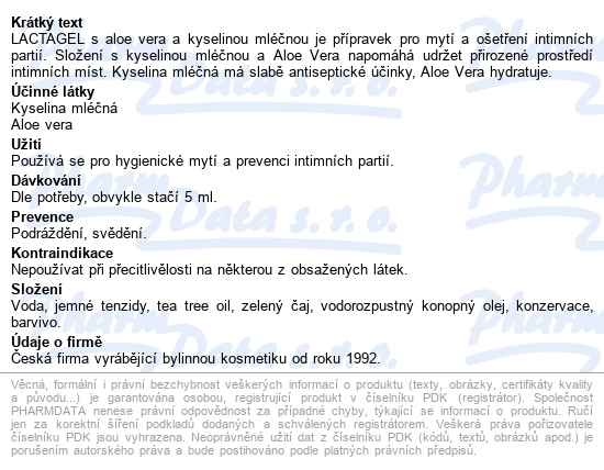 Lactagel Pro Intimní Hygienu Herbavera 250ml - popis