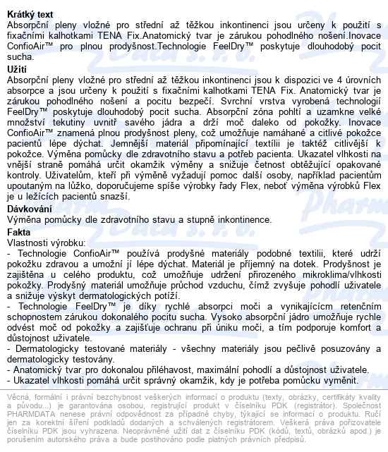 Tena Comfort Super pleny absorpční,2200ml,36ks - popis