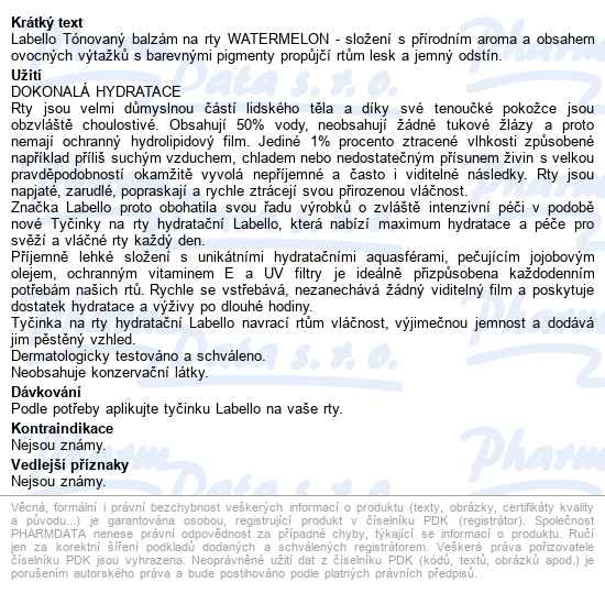 Labello Balzám Na Rty Tónuj.watermelon 4.8g 85235 - popis