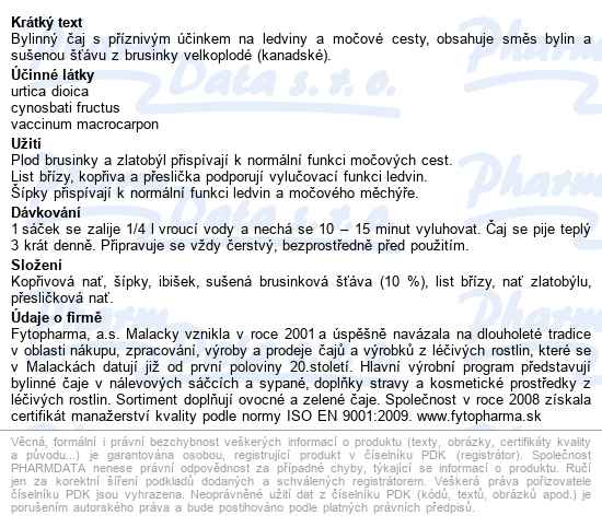 Nephrosal+brusinky Bylinný čaj 20x1.5g Fytopharma - popis