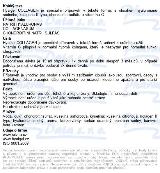 Hyalgel Collagen 500 Ml - popis
