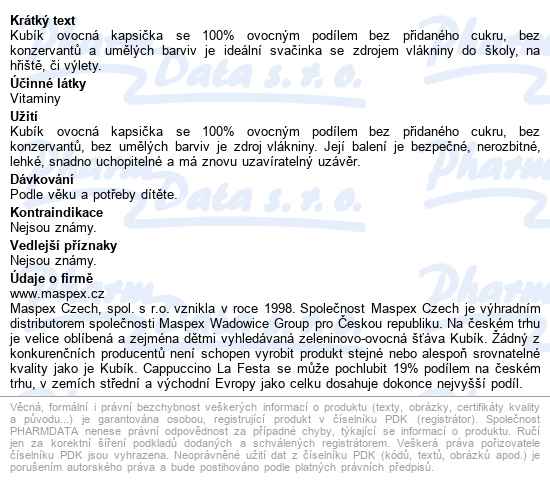 Kubík 100% Ovoc.kapsička Jablko-banán 100g - popis