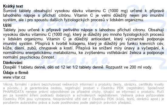 Revital C Vitamin 1000mg Citron Eff.tbl.20 - popis