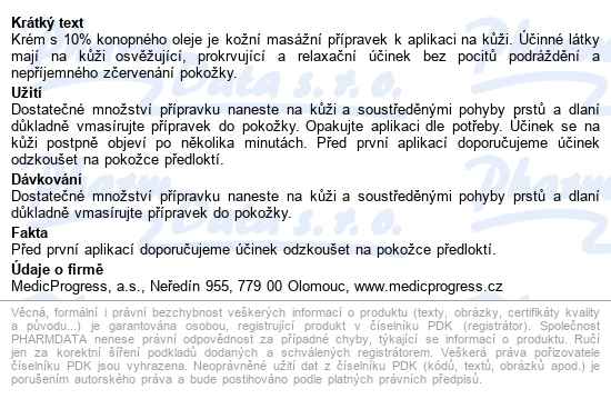 Konopné Mazání 10% 100ml - popis