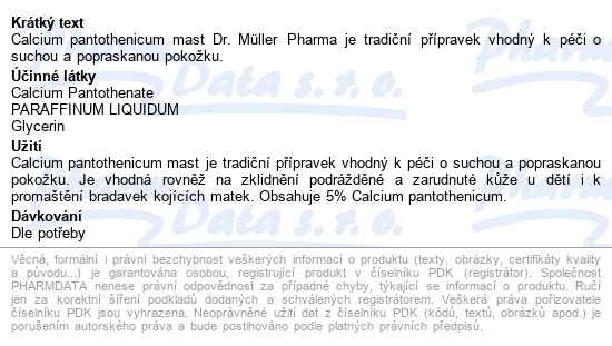 Calcium Pantothenicum Mast 100g Dr.müller - popis