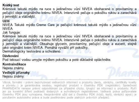 Nivea Creme Care Tekuté Mýdlo 250ml 82403 - popis