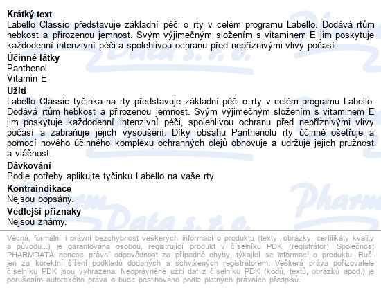 Labello Balzám Na Rty Original 2x4.8g 85002 - popis
