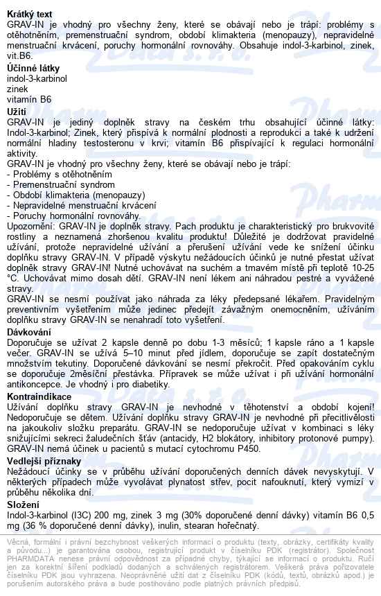 Grav-in Otěhotnění-premen.syndr.-menopauza Cps.120 - popis