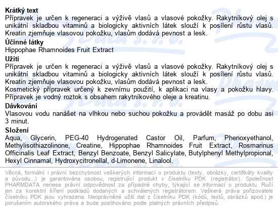 Luna Vlasová Voda S Rakytníkovým Olejem 120ml - popis