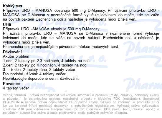Uro-manosa Tbl.40 - popis