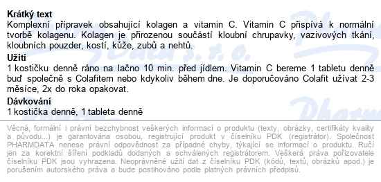 Colafit S Vitaminem C 60 Kostiček + 60 Tablet - popis