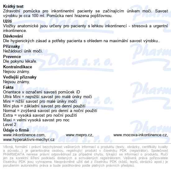 Vložky Absorpční Id Light Ultra Mini 100ml,cotton feel,28ks - popis