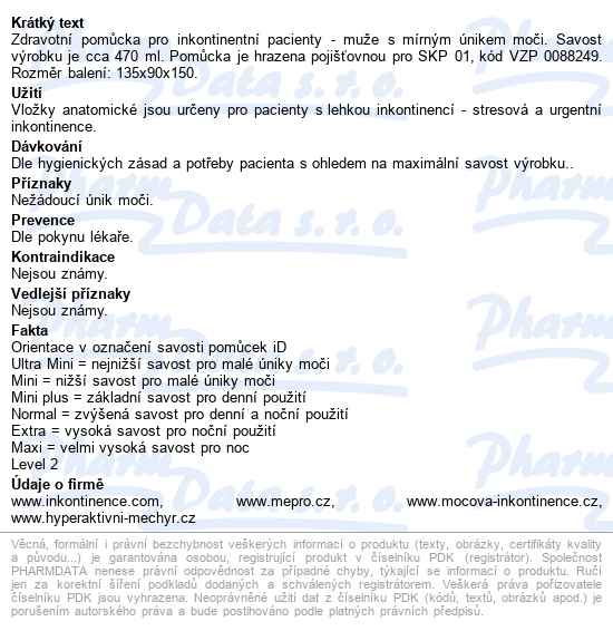 Vložky Absorpční Id For Men Level 2 470ml,cotton feel,10ks - popis
