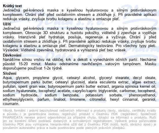 Dermacol Hyaluron Therapy 3d Inten.hydr.maska 2x8g - popis