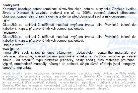 Xerostom Sprej Pro Suchou ústní Dutinu 15ml - popis