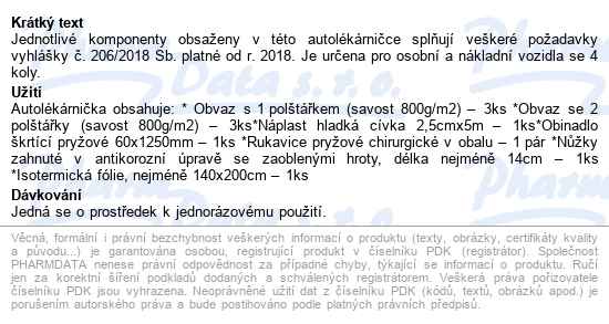 Autolékárnička Vyhl.č.206/2018 Textil Steriwund - popis