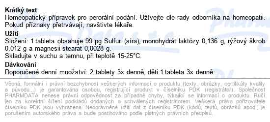 Sulfur Akh Tbl.60 - popis