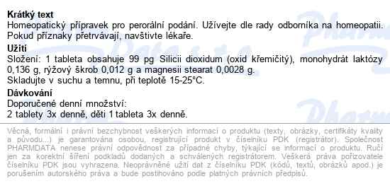 Silicea Akh Tbl.60 - popis