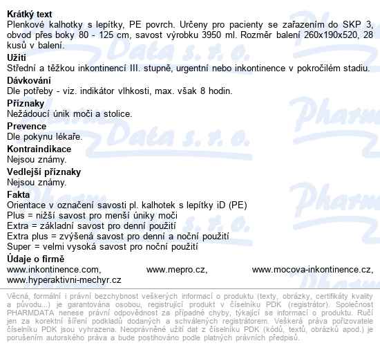 Kalhotky Absorpční Id Slip Medium-super boky 80-125cm,3950ml,28ks - popis