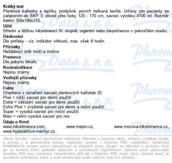 Kalhotky Absorpční Id Slip X-large-super boky 120-170cm,4100ml,prodyšné,14ks - popis