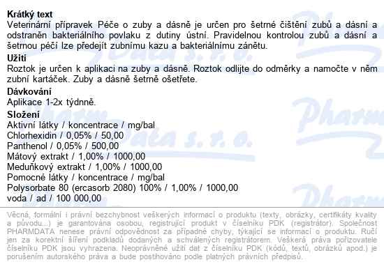 Pet Health Care péče o zuby a dásně 100ml - popis