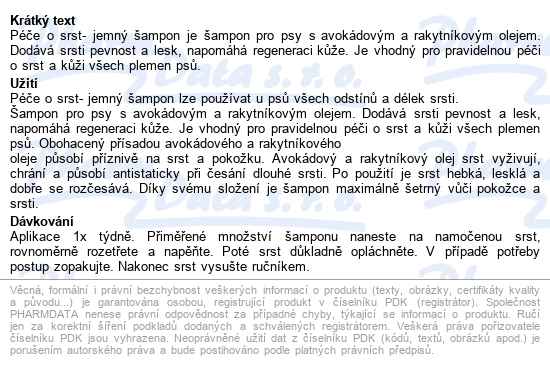 Pet Health Care péče o srst - jemný šampon 200ml - popis