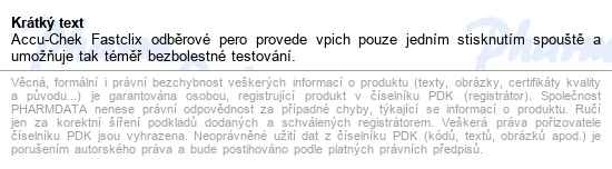 Autolanceta Accu-chek Fastclix odběrové pero pro bezbolestný vpich, pouze s lance - popis