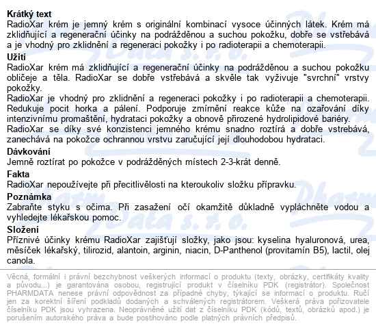 Radioxar Krém 150ml - popis