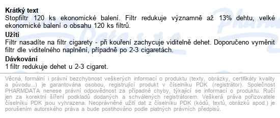 Stopfiltr 6 Filtr System 120ks - popis