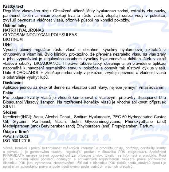Bioaquanol H Regulátor Vlasového Růstu 250ml - popis