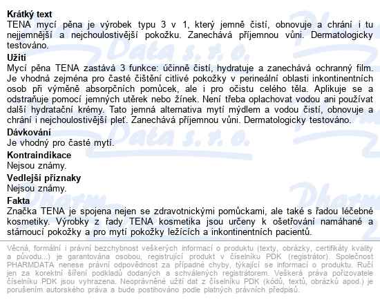 Tena Wash Mousse Mycí Pěna 400ml 4248 - popis