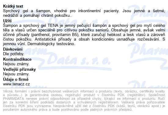 Tena Shampoo&shower šampon+sprej Gel 500ml 1208 - popis