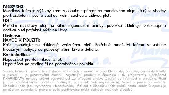 Mandlový Krém 50g Generica - popis
