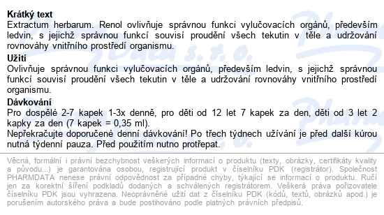 Renol Bylinný Koncentrát 30 Ml - popis
