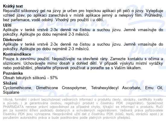 Rejuvasil Silikonový Gel Na Jizvy 30ml - popis