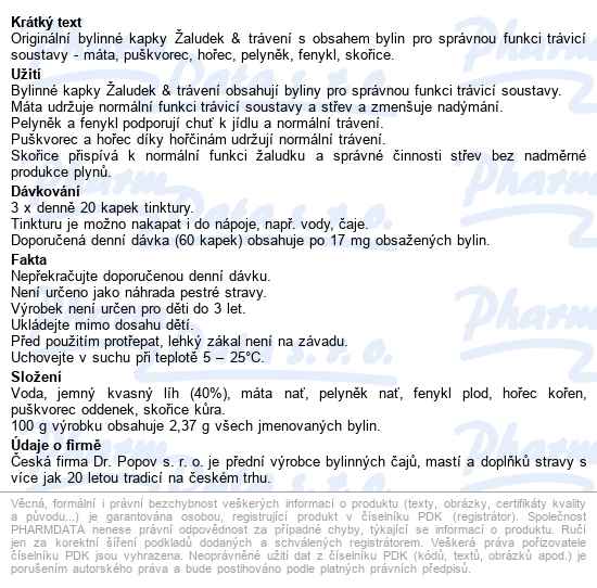 Dr.popov Kapky Bylinné žaludek-trávení 50ml - popis