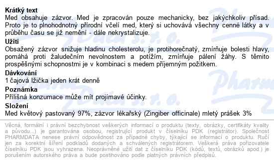 Terezia Zázvor V Medu 250g - popis