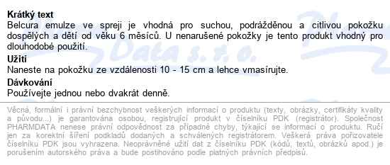 Belcura Emulze Ve Spreji 125ml - popis