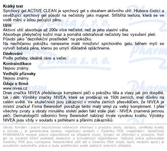 Nivea Men Sprchový Gel Active Clean 250ml 84045 - popis