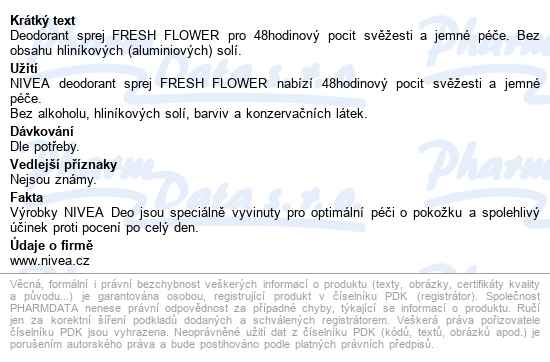 Nivea Fresh Flower Deo Sprej 150ml 80058 - popis