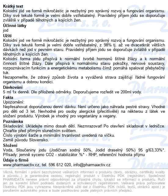 Koloidní Jod 300ml - popis