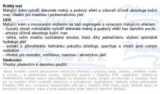 Ryor Matující Krém S Pudrovým Efektem 50ml - popis