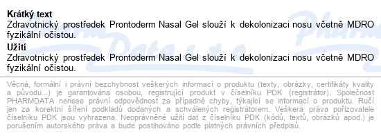 Prontoderm Nasal Gel 30ml - popis
