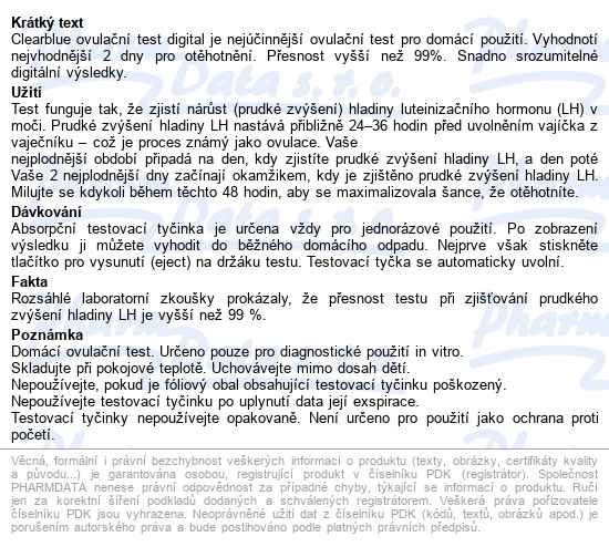 Clearblue Digitální Ovulační Test 10ks - popis