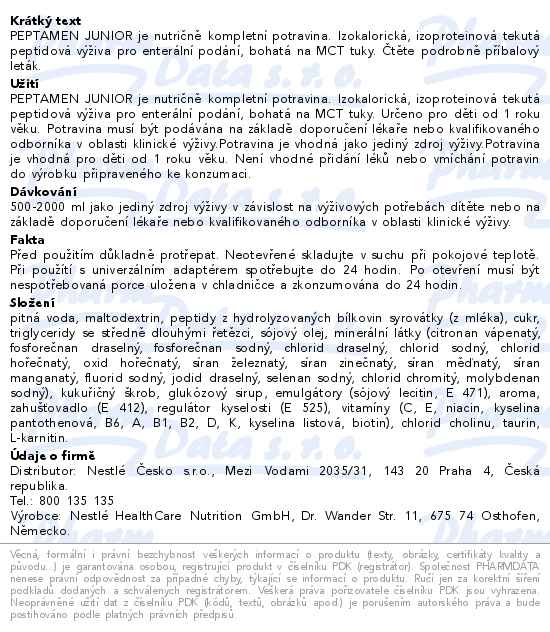 Peptamen Junior perorální roztok 500ml - popis