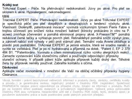 Avene Cleanance Triacneal Expert Péče 30ml - popis