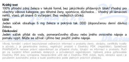 Ferrotone 100% Přírodní Zdroj železa Sáčky 14x20ml - popis