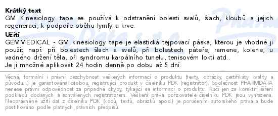 GemMedical kinesiology tape 5cmx5m tělový - popis