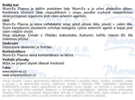 Wurm-ex Plasma 100ml Sirup - popis