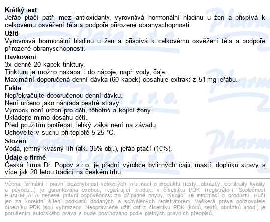 Dr.popov Kapky Bylinné Jeřáb Ptačí 50ml - popis